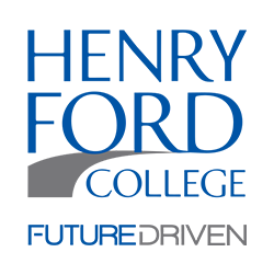 Henry Ford College logo on translucent background