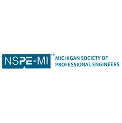 NSPE-MI (Michigan society of Professional Engineers) logo on translucent background